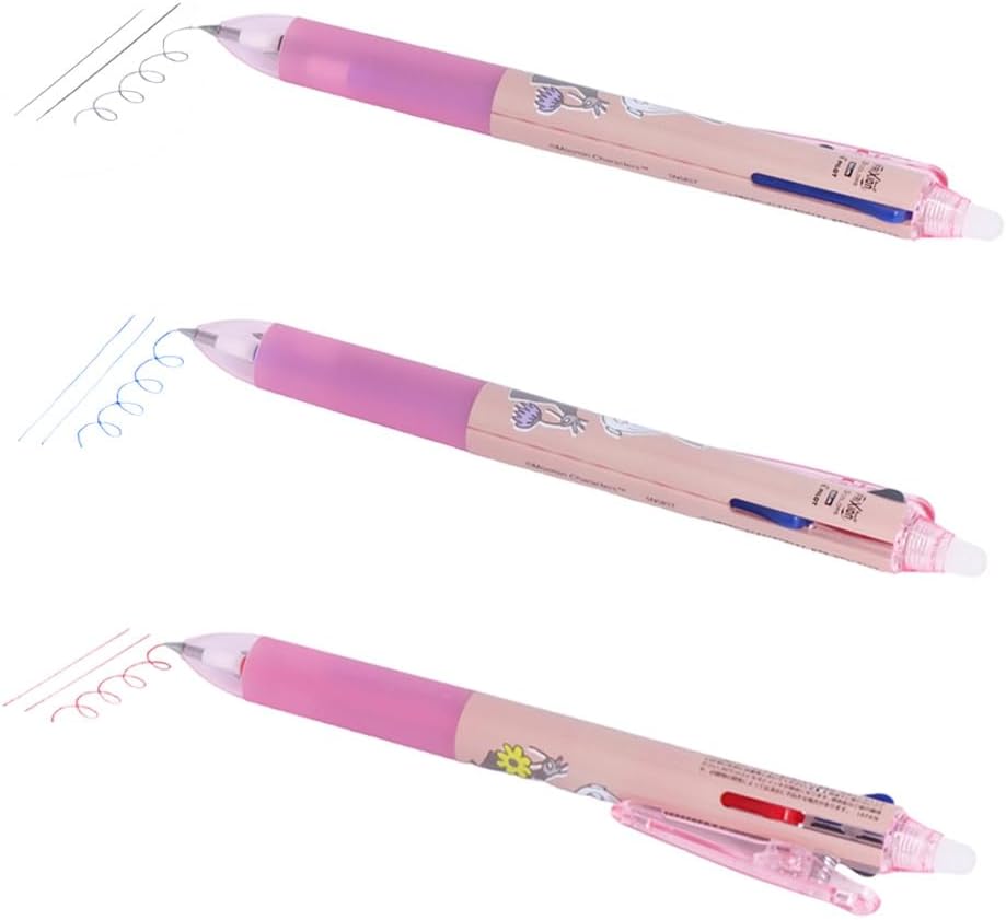 Sun-Star Stationery Moomin Frixion Ball 3 Slim, 3 Colors, Pink S4653696