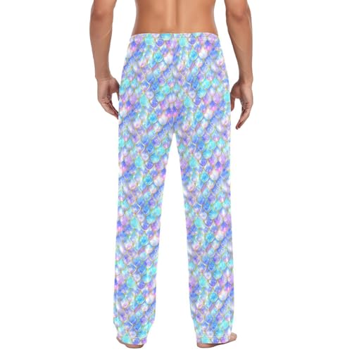 Men's Colorful Mermaid Scales Pajama Pants with Pockets - Straight Fit Cotton Sleep Bottoms for Lounge & Nightwear3