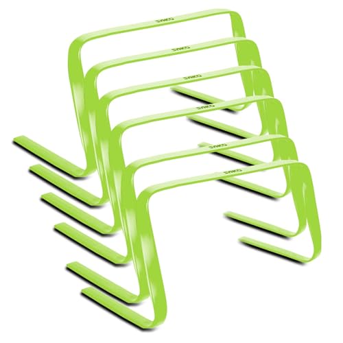Synco Agility Hurdles (Flat, 9 inch) for Field Training and Speed Coordination | Hurdles for Training, Practice, Exercise & Fitness | with Bag - Pack of 6 (Green)