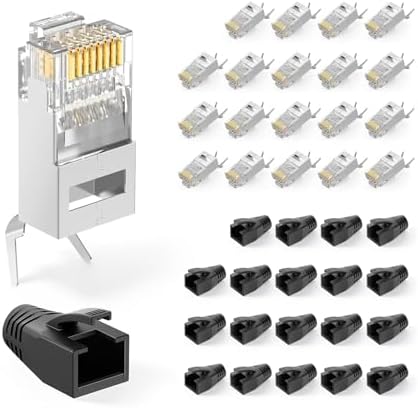 VCELINK RJ45 Connector CAT7/CAT6A, 20 Pack, Shielded 8P8C RJ45 Plugs