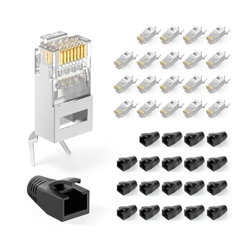 Image of VCELINK RJ45 Connector CAT7/CAT6A, 20 Pack, Shielded 8P8C RJ45 Plugs