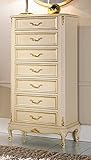 Höhe ca.: 118 cm Casa Padrino Luxus Barock Kommode Creme/Gold - Handgefertigte Barockstil Massivholz Kommode mit 7 Schubladen - Handgefertigte italienische Barock Möbel - Luxus Qualität - Made in Italy