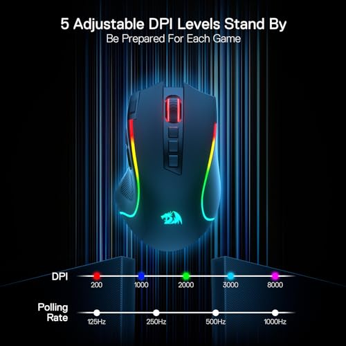 image for Redragon M612 PRO RGB Gaming Mouse, 8000 DPI Wired/Wireless Optical Mo