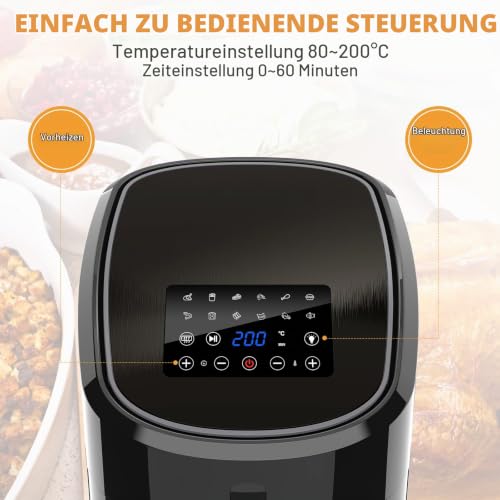 Foto von Euary Heißluftfritteuse 7,5L XXL 1700W Friteuse Heissluftfriteuse mit 12 Programmen,Fritteuse Heissluft Ohne Fett,Airfryer mit Rezeptbuch auf Deutsch