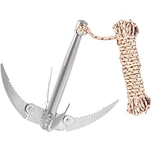 Outdoors Grappling Hook Lake Weed Cutter Survival Tool with Rope Folding Boats Anchor Sturdy Durable for Small Boat Canoes Fishing Supplies Randomly Send The Color of The Rope