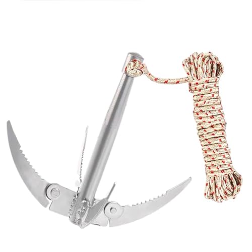 Lagnlnaoy Outdoors Grappling Hook Lake Weed Cutter Survival Tool with Rope Folding Boats Anchor Sturdy Durable for Small Boat Canoes Fishing Supplies （Randomly Send The Color of The Rope）