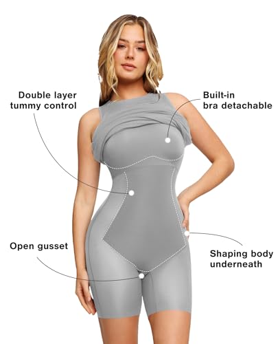 Image of Popilush Women's Bodycon Dress Ruched Sleeveless Slimming Shapewear Casual Club Evening Party Cocktail Midi Fall Dresses