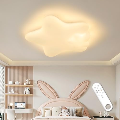 MOUNM Lampadario LED Dimmerabile 3000K-6000K, Lampadario Cameretta Bambini 50W con Telecomando, Plafoniera LED Soffitto per Camera da Letto, Soggiorno, Salone, Camera dei Bambini