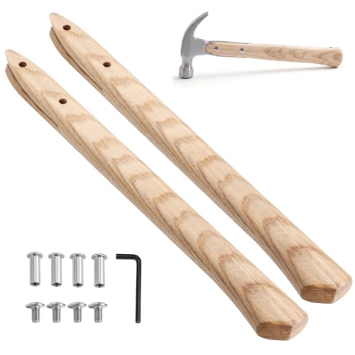 Lanties 2 Set 17 Inch Hammer Handle Replacement Straight Hammer Wooden Handle with Mounting Hardware for Titanium Hammers