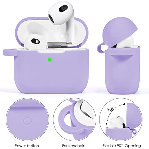 Image of VISOOM Case for Airpods 3 Pink Airpods 3rd Cases 2021 Silicone for iPod 3 Earbuds Case Cover Women Wireless Charging Case with Accessories Girl Bling Keychain for Apple Ear Buds 3rd Generation