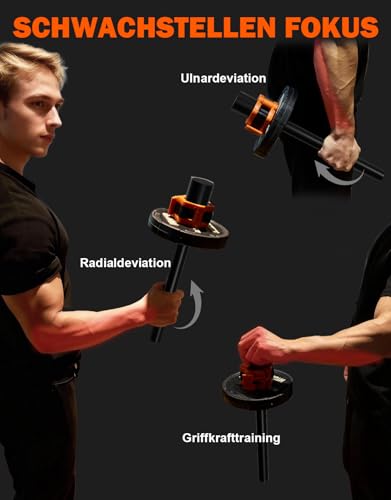 Fitarc Handgelenk- und Unterarmtrainer, geeignet für 5.1 cm Hantelscheiben, mit Kragen, Arm- und Handgelenkstärkung, Unterarmtrainer Forearm Strengthener,2 in Forearm Exerciser, Wrist Bar