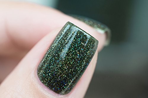 Image of ILNP Ski Lodge - Deep Mossy Green Holographic Nail Polish