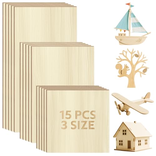 Realure 15 Contreplaqué Bois Pour Le Bricolage, 100 X 100 mm, 100 X 150 mm, 100 X 200 mm, Plaque Bois Pour Le Bricolage, Contreplaqué De Qualité 1.5 mm Pour...