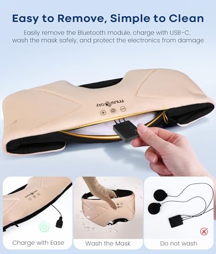 MUSICOZY Bluetooth Sleep Mask Headphones 5.4, Wireless Over-Ear Headphones Washable Zipper Sleep Headphones Mask with HD Stereo Speakers for Side Sleepers Travel & Relaxation, Gifts for Men Women — view 4