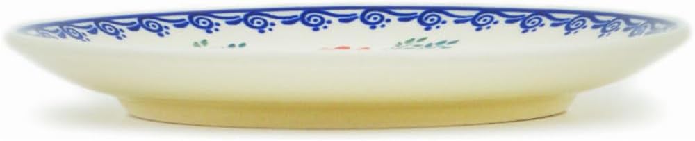 Polmedia Polish Pottery Dessert Plate - Rain Of Field Poppies Pattern Handmade in Boleslawiec Poland + Certificate of Authenticity