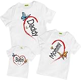 picontshirt Matching Family Hearts Mommy Daddy Baby T-Shirts White