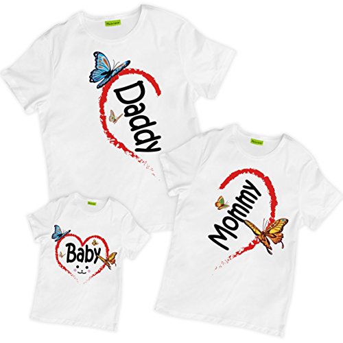 Picontshirt Matching Family Hearts Mommy Daddy Baby T-Shirts White #TOP7