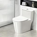 Bolina W2111D One-Piece Dual Flush Toilet, 0.8/1.28 GPF,Soft-Close UF Seat,V-Shape Elongated Bowl, 12-In Rough-In, White, WaterSense & EPA Certified, Tornado Flush