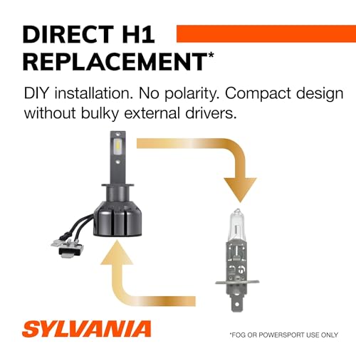 SYLVANIA H1 LED Ultra - Fog Lights For Cars and Trucks - Headlight Bulbs for Off Road Powersports - 6000k Cool White LED Light - Maximum Lifespan - No Polarity - DIY Upgrade