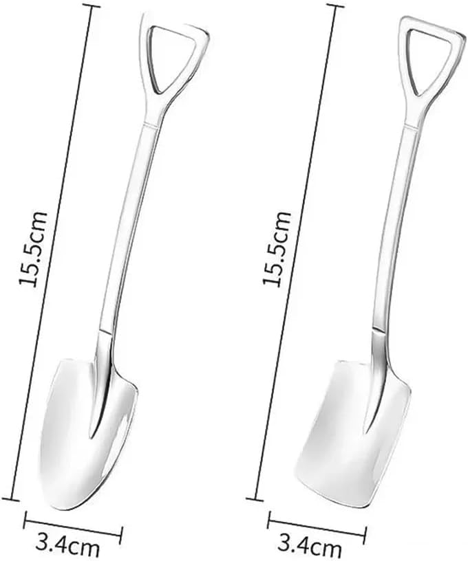 Stainless Steel Watermelon Spade Spoon Ice Cream Honey Fruits Spoon Retro Kitchen Tableware Creative Personality Coffee Spoon Square(4PCS)
