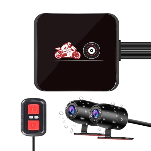 VSYSTO Motorcycle Dash Cam, HD1080P Night Vision Front and Rear Cameras, WiFi Waterproof Motorbike DVR, Remote Controller,130° Wide Angle, G-Sensor, Loop Recording