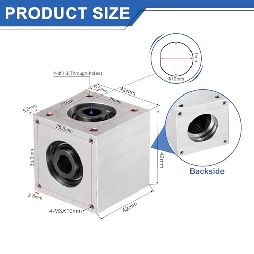 QUARKZMAN Getriebe 90 Grad Rechtwinkliges Kegelradgetriebe 1:1 Einzelausgangswelle 1 Modul 20 Zähne Kegelrad Aluminiumrahmen Einfaches Mechanisches DIY Modul 10mm Welle (D-Form Bohrung)