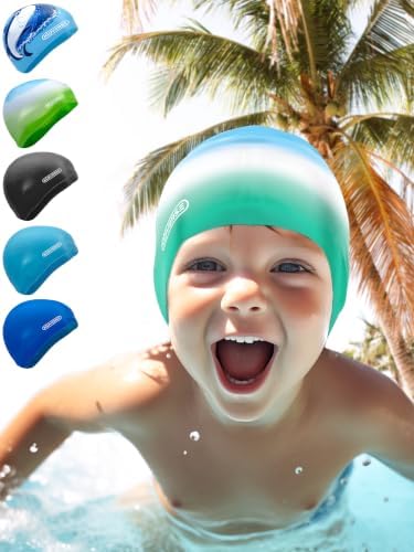 KIDVERSE Badekappe - Wasserdichte Schwimmhaube mit Anti-Rutsch-Noppen für rutschfesten Halt - UV Schutz - 100% Reißfest - Silikon
