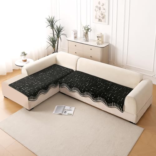 Image of HOKIPO Supple Soft Wavy Sofa Cover L Shape 6 Seater Mat, 3+3, Green