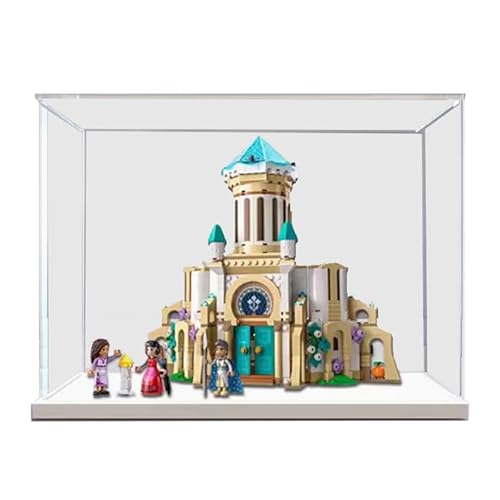 HCAEIOFJ Clear Acrylic Display Case for Lego Disney Wish 43224 Applicable for King Magnifico’s Castle Display Box Gift(Display Case Only) (White Bottom)