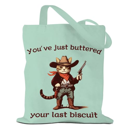 MQBMQB Funny Western Cat Tote Bag, Reusable Grocery, Gifts