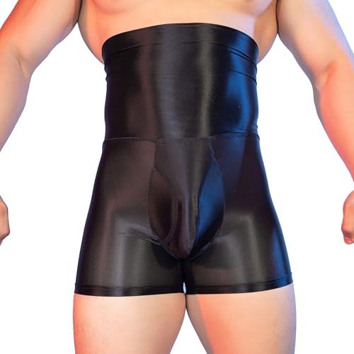 Mens Sheer Shapewear Tummy Control Shorts Compression Underwear High Waist Boxer Shorts
