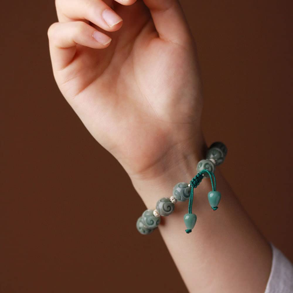 Bracciale con Perline Bodhi Motivo Intagliato. Squisito