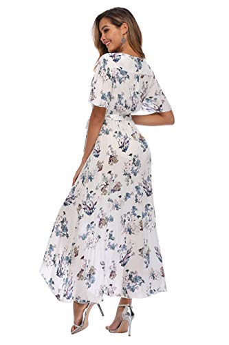 Image of VintageClothing Women's Wrap V Neck Floral Summer Dresses High Low Maxi Casual