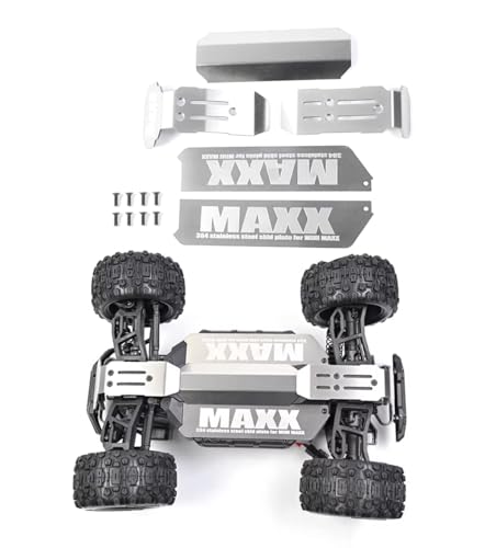 XinGeeek Stainless Steel Chassis Armor Set Front Center Rear Skid Plate Full Protector Guard Plate for Traxxas Mini Maxx RC