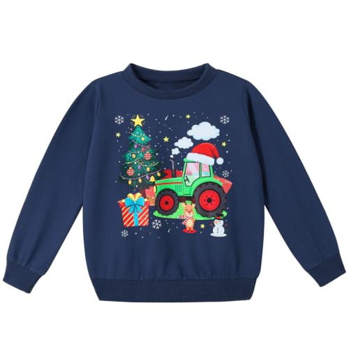 Image of Gyrategirl Boys Cotton Christmas Jumper Holiday Sweatshirt, Navy Blue, 2-3Y | Toddler Crewneck Long Sleeve Pullover Shirt, Cute Graphic Prints, Kids Clothes Perfect for Winter Xmas Gifts & Holiday Party