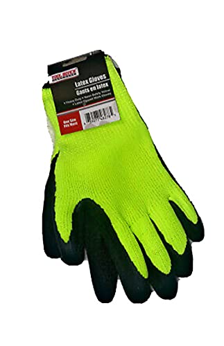 Tool Bench Safety Yellow Latex Dipped Work Gloves One Size Fits Most