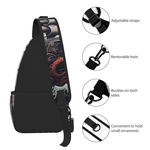 Bolso Tipo Sling Para Hombre y Mujer Negro Resistente Agua miniatura 7