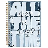 Yhtrg Blue Christian Spiral Notebooks, God Is Good All the Time Bible Journal Notebook, Bible Jesus Notebook for Note Taking, Christian Gifts for Women Men, 5.5x8.3 Inch