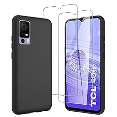 JDXHFF Cover Compatibile con TCL 40R 5G (6.6") e 2 Pezzi Pellicola Protettiva in Vetro Temperato - Nero Morbido Silicone Custodia Protettivo TPU Protezione Case Black
