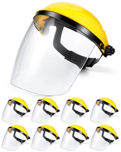 Image of Tellegloww 8 Pack Safety Face Shield for Grinding and Cutting, Yellow