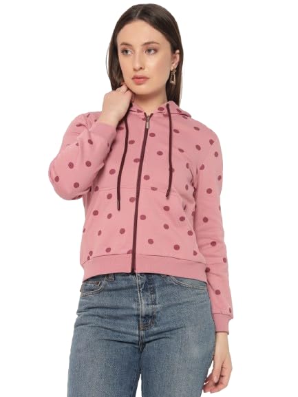 le bourgeois Women's Polka Dot Hooded Sweatshirt, Pink,-picture-47