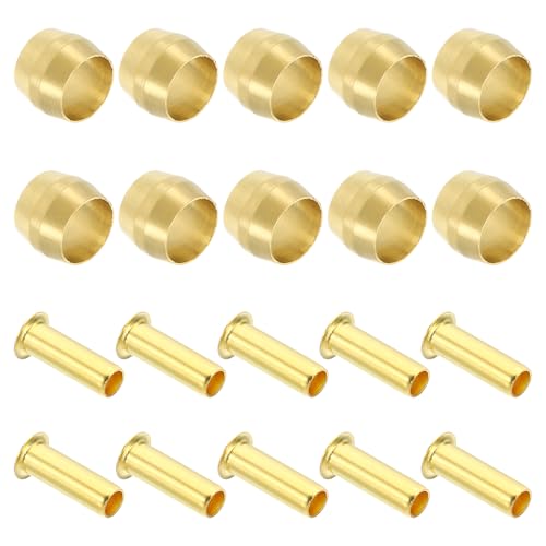 PATIKIL Brass 40 Pack Compression Sleeves Ferrules for 1/4 Inch