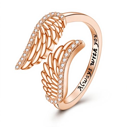 Bague ailes d'ange argent 925 aux détails de plumes fins