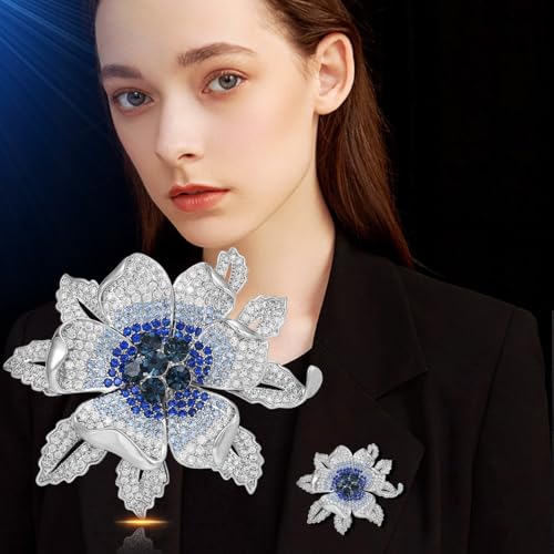 Image of Rhinestone Flower Brooch Austrian Crystal Flower Pin 18k Gold Plated Floral Brooch Lapel Pin Jewelry Mother's Day Birthday Gifts for Mom Wife