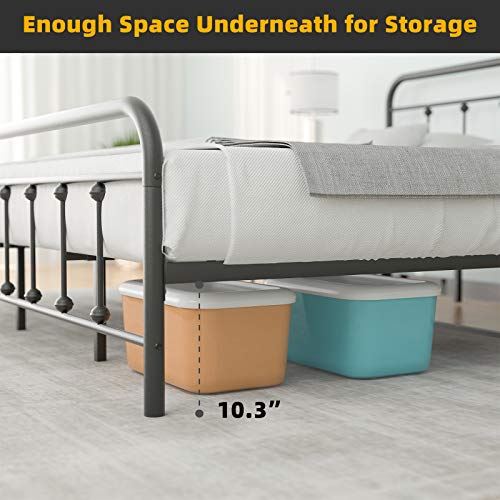 Alohappy King Bed Frame, Metal Platform Bed Frame King Size With Victorian Vintage Headboard, Easy Assembly, Noise-Free, No Box Spring Needed #TOP6