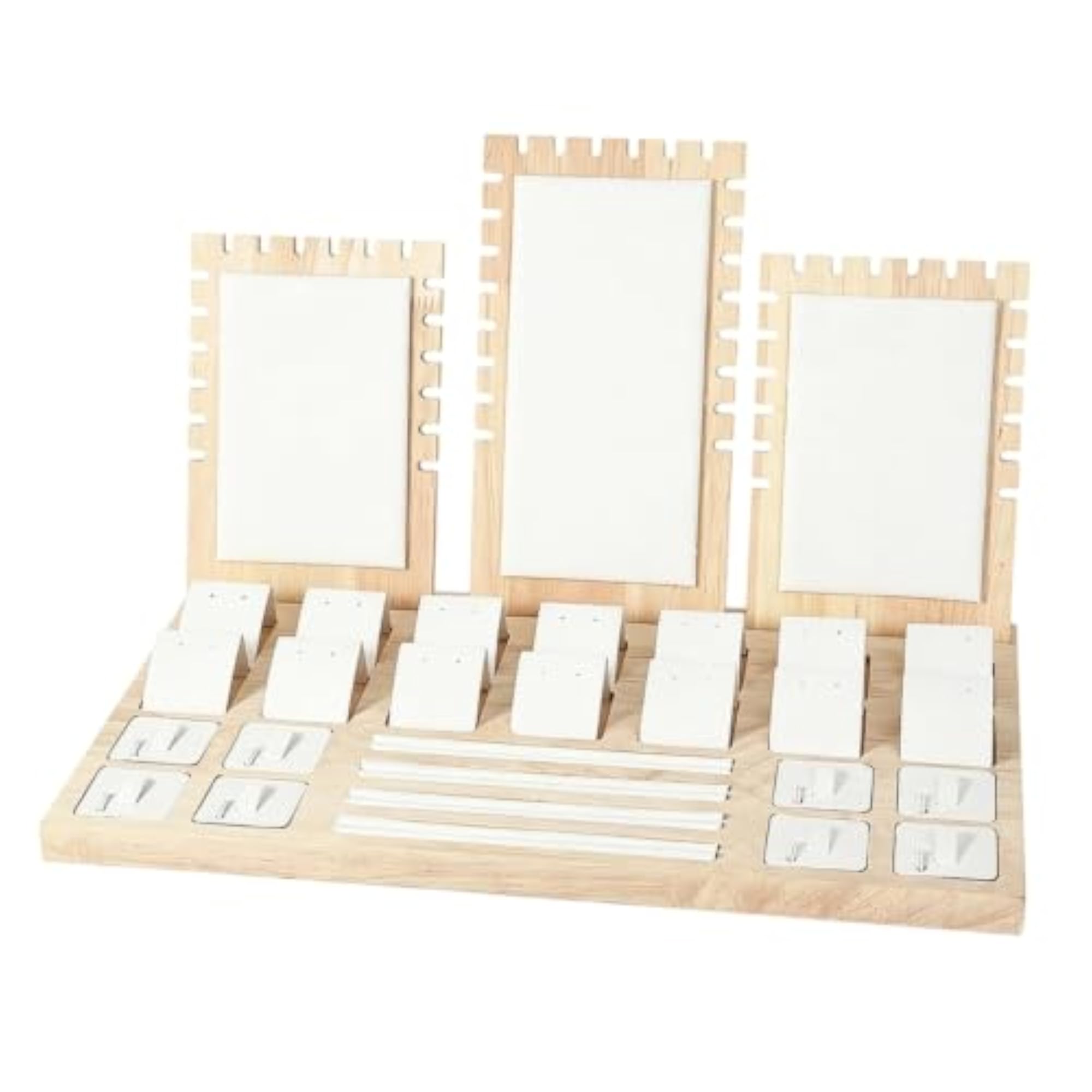 Multi-Section Wood Jewelry Display Rack, White