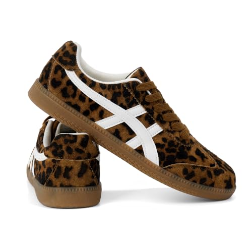 Image of Tigeridea Casual Sneakers for Women Lightweight Lace Up Tennis Shoes | Non-slip Lace Up Fashion Sneaker, Round Toe Retro Walking Shoes, 2026 Trendy Comfortable Trainers