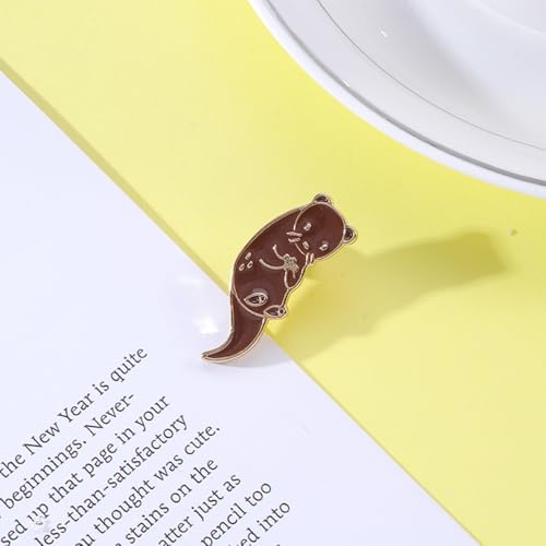 Image of Otter Enamel Pin Cute Cartoon Animal Brooch Pins Sea Otter Gift Jewelry Backpack Lapel Brooches for Men Women Otter Lover Gift