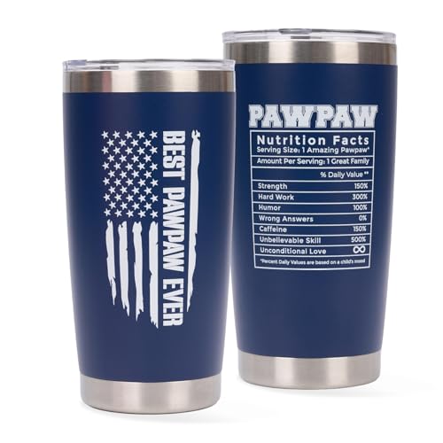 VIOZOFA Pawpaw Gifts - Gift for Pawpaw from Grandkids - Fathers Day Christmas Birthday Gifts Idea - Tumbler 20Oz Stainless Steel