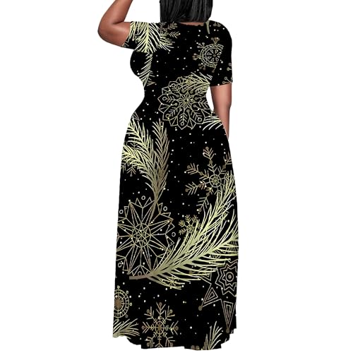 Image of PinkPatty Plus Size Maxi Dress for Women Summer Casual Short Sleeve Tshirt Dresses with Pockets (XL-6XL)